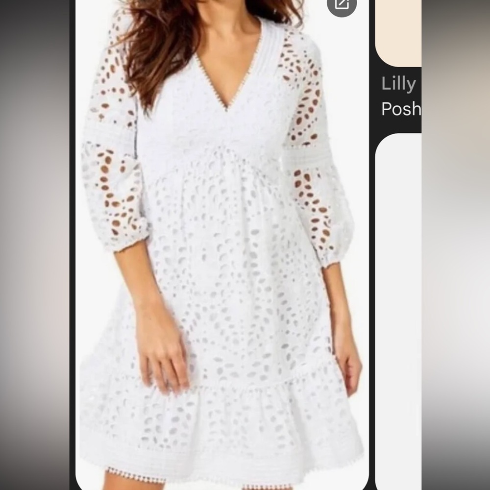 Lilly Pulitzer Lucinda Dress Resort White Petal Eyelet Size 16